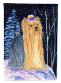 Starry Night Yorkie House Flag 28x40 Porch Sleeve Pole Decorative Outside Yard Banner Artwork Wall Hanging, Polyester