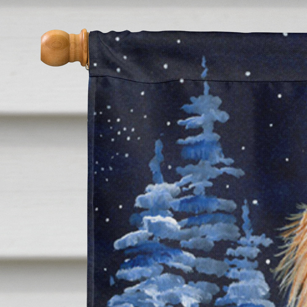 Starry Night Yorkie House Flag 28x40 Porch Sleeve Pole Decorative Outside Yard Banner Artwork Wall Hanging, Polyester