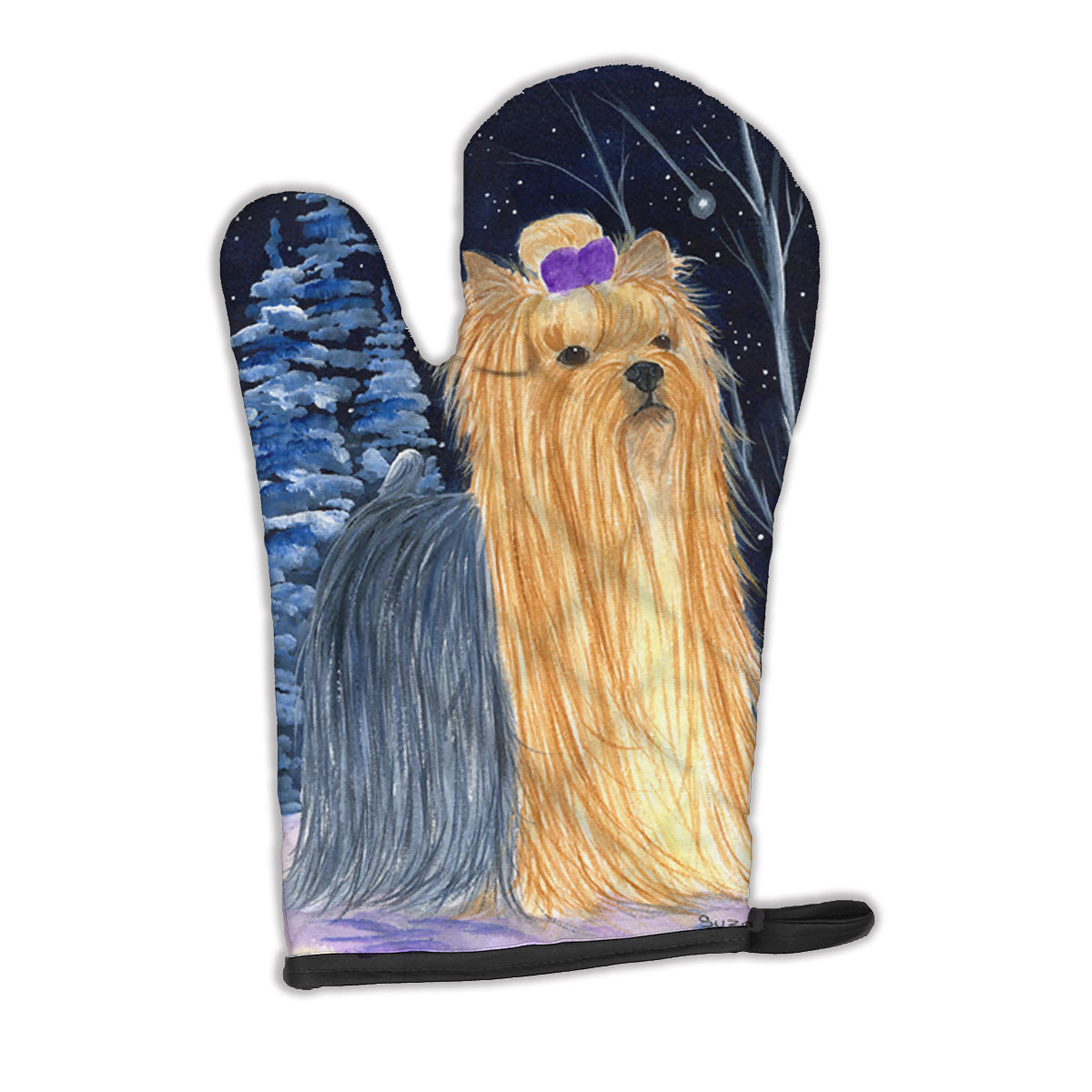 Starry Night Yorkie Oven Mitt Heat Resistant Thick Oven Mitt for Hot Pans and Oven, Kitchen Mitt Protect Hands, Cooking Baking Glove