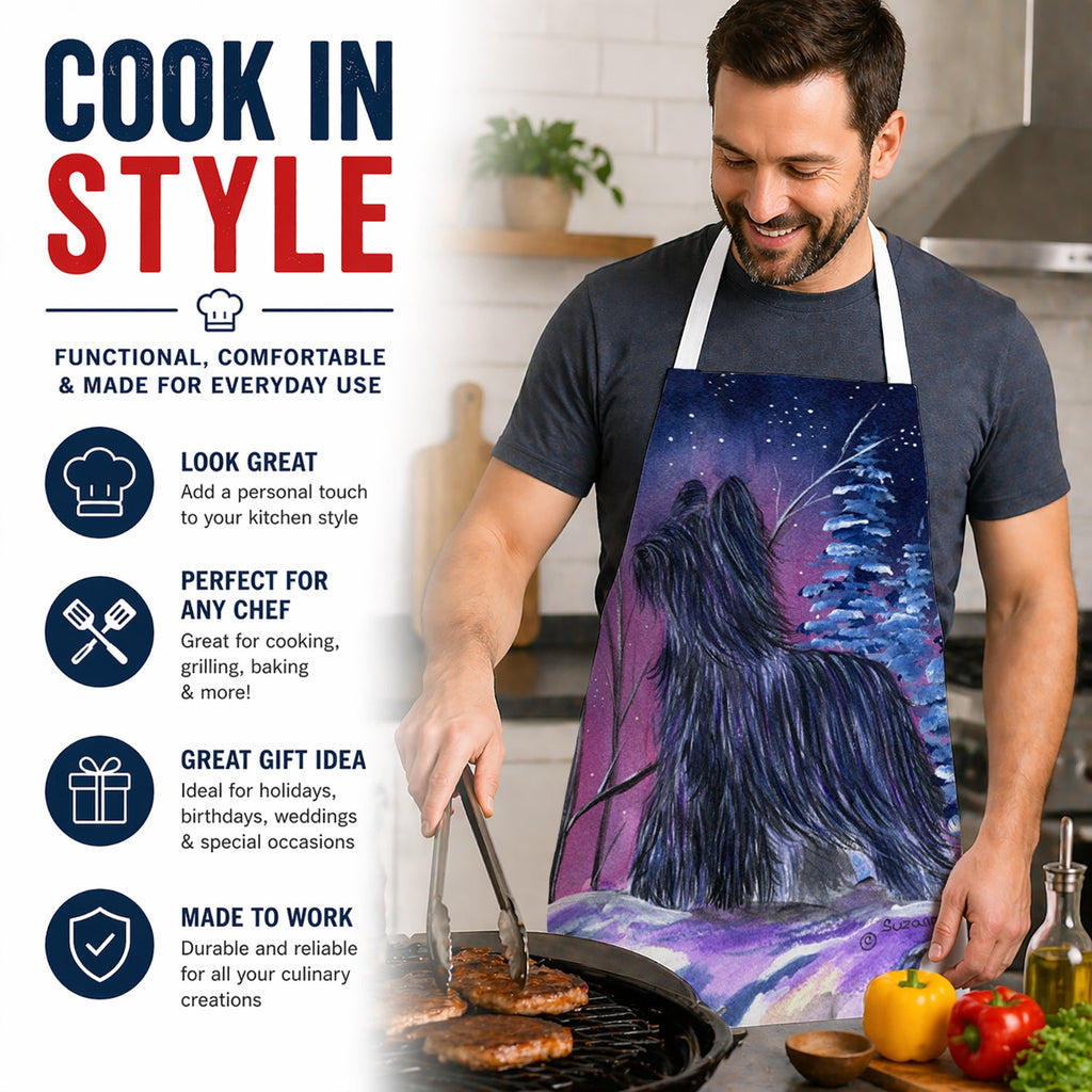 Starry Night Briard Apron Cooking Kitchen Server Baking Crafts Gardening for Adult Women Men, Unisex, Large, Multicolor
