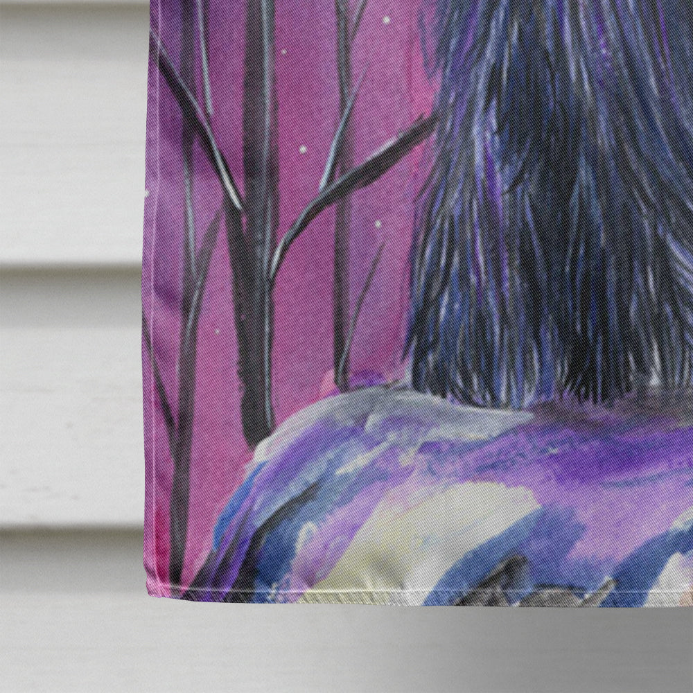 Starry Night Briard House Flag 28x40 Porch Sleeve Pole Decorative Outside Yard Banner Artwork Wall Hanging, Polyester