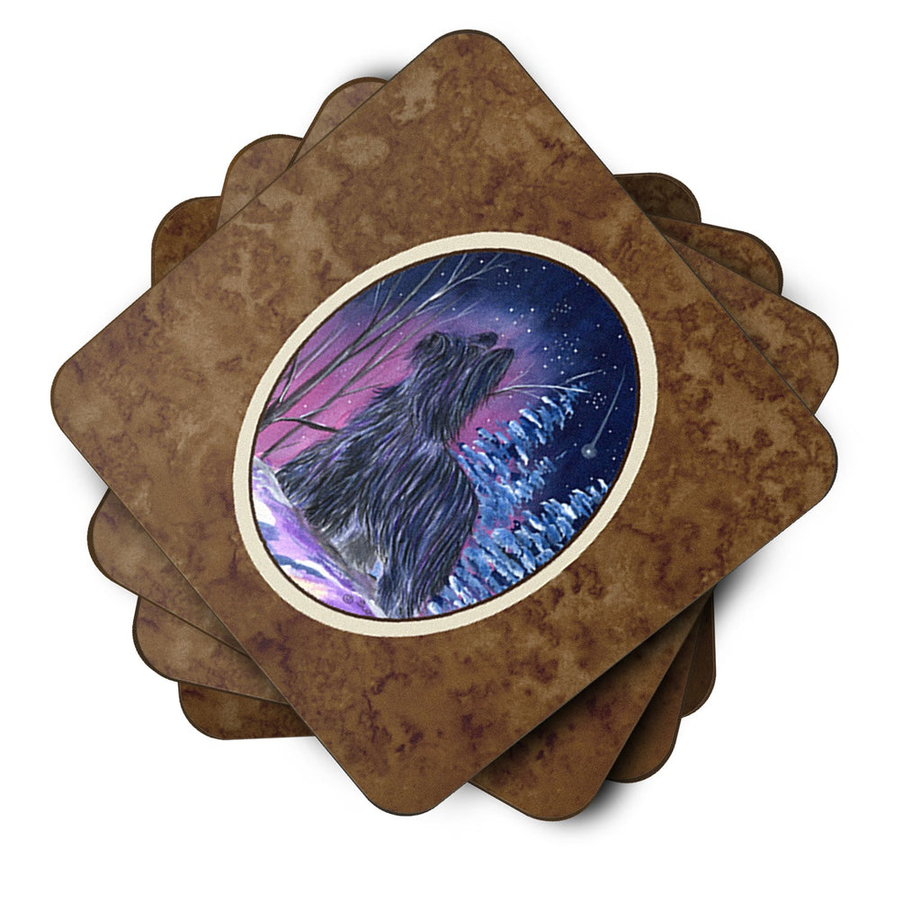 Starry Night Briard Foam Coasters Set of 4 Cup Coasters for Indoor Outdoor, Tabletop Protection, Anti Slip, Mouse pad Material