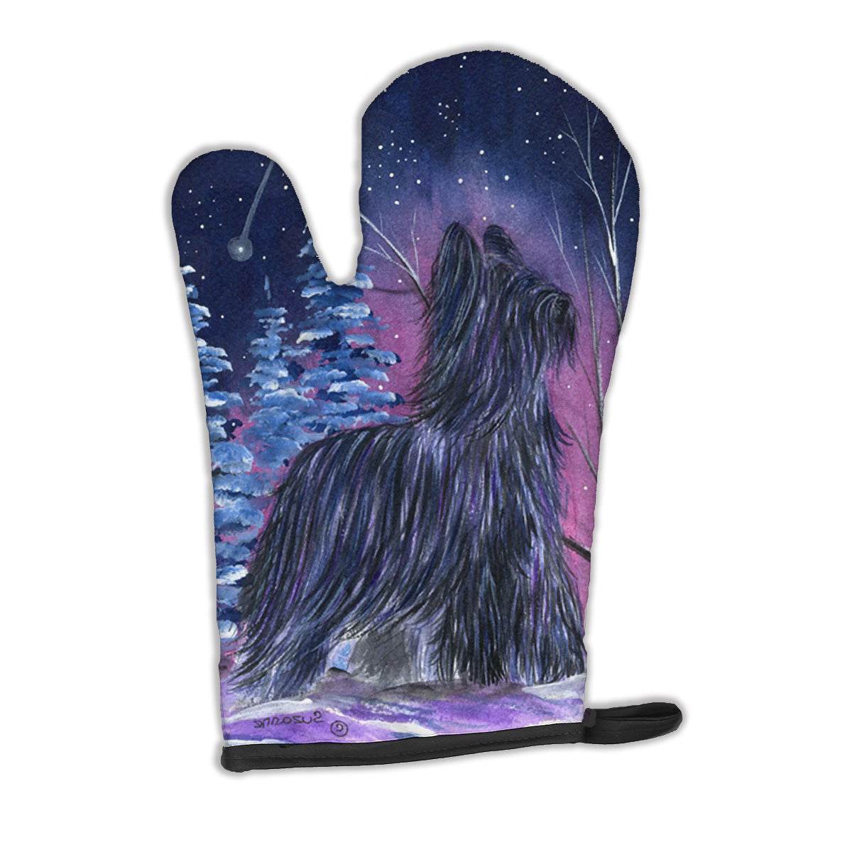 Starry Night Briard Oven Mitt Heat Resistant Thick Oven Mitt for Hot Pans and Oven, Kitchen Mitt Protect Hands, Cooking Baking Glove