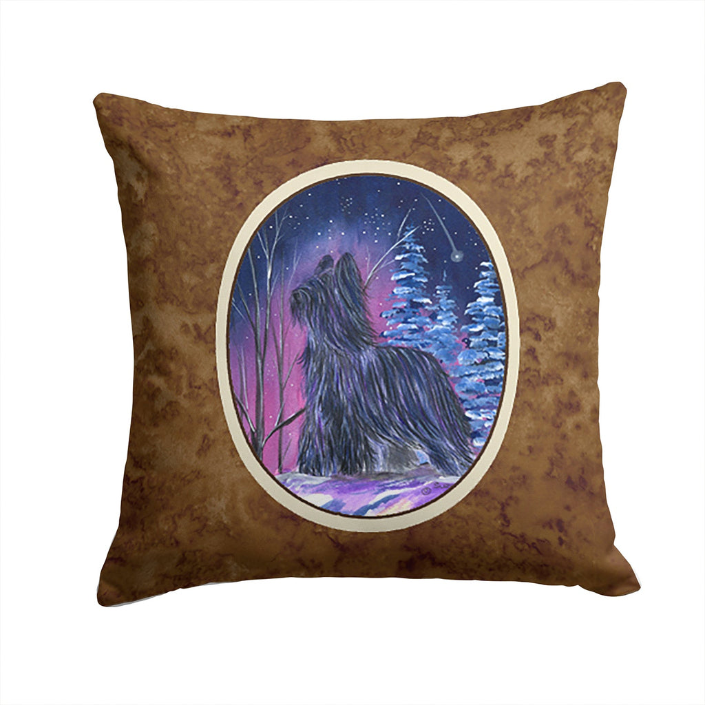 Starry Night Briard Decorative Throw Pillow 14x14 Indoor Outdoor Accent Cushion, Fabric Cover with Insert for Sofa, Bed, Porch & Living Room