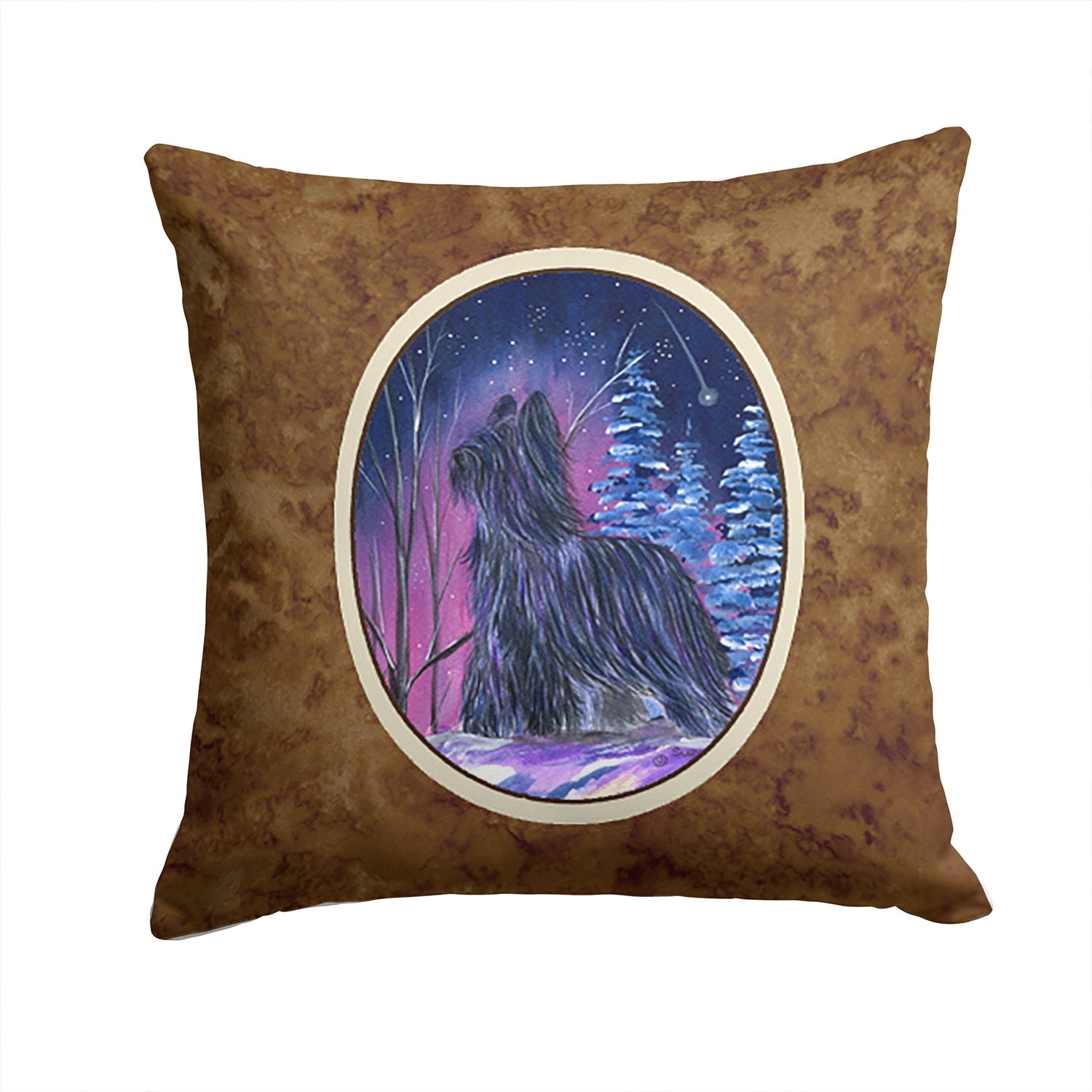 Starry Night Briard Decorative Throw Pillow 14x14 Indoor Outdoor Accent Cushion, Fabric Cover with Insert for Sofa, Bed, Porch & Living Room
