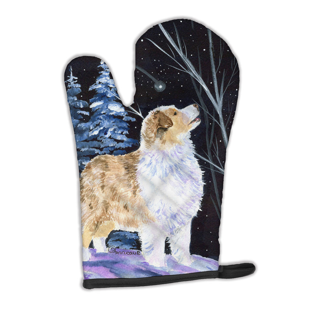 Starry Night Australian Shepherd Oven Mitt Heat Resistant Thick Oven Mitt for Hot Pans and Oven, Kitchen Mitt Protect Hands, Cooking Baking Glove