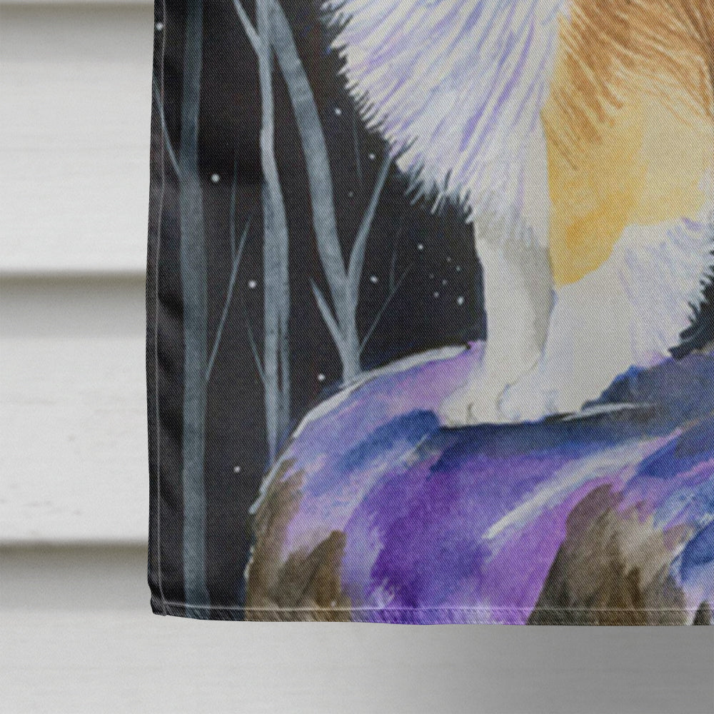 Starry Night Sheltie House Flag 28x40 Porch Sleeve Pole Decorative Outside Yard Banner Artwork Wall Hanging, Polyester