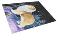 Starry Night Sheltie Cutting Board Tempered Glass Kitchen Cutting Surface, Heat Resistant Chopping, Non-Slip Feet, Food Prep & Serving