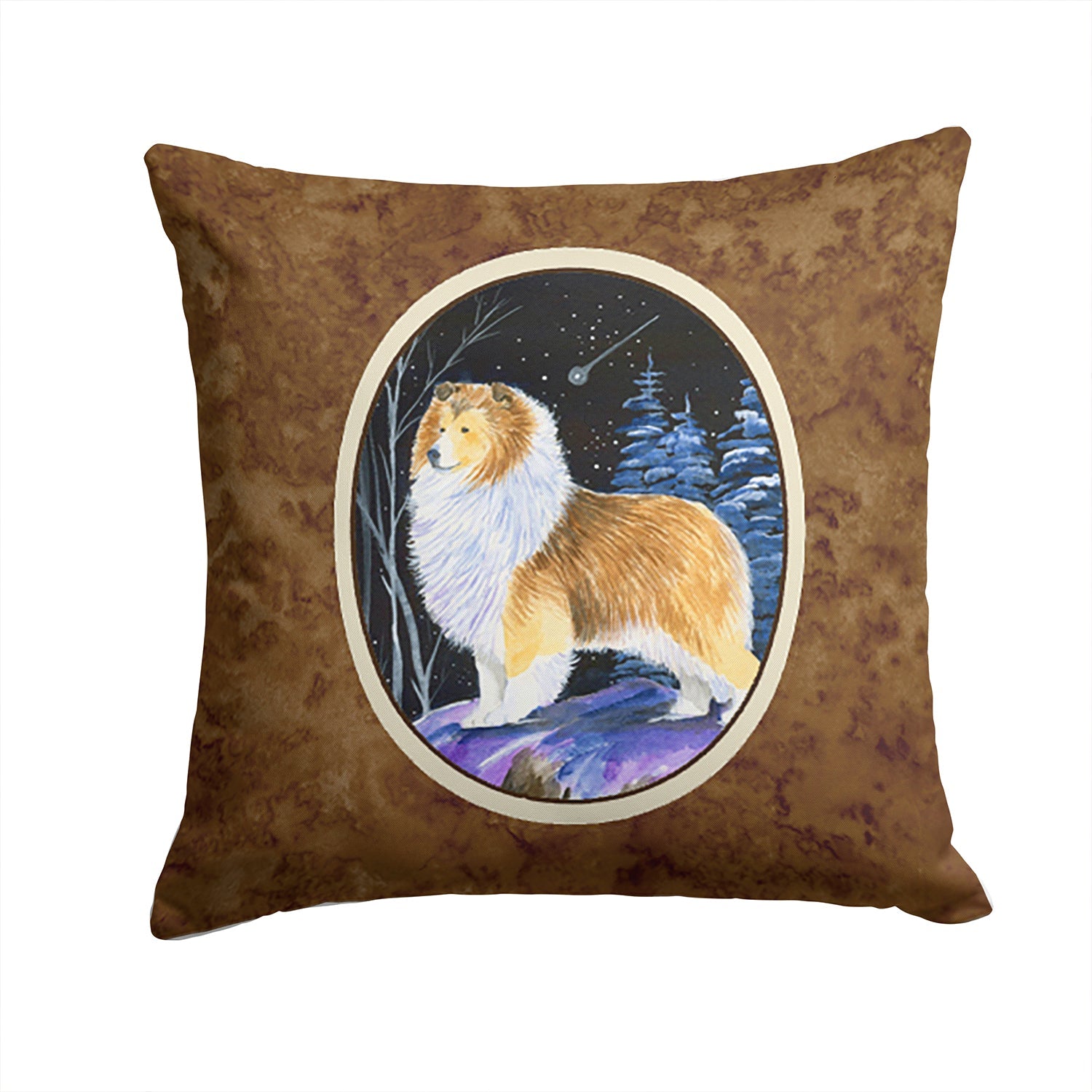 Starry Night Sheltie Decorative Throw Pillow 14x14 Indoor Outdoor Accent Cushion, Fabric Cover with Insert for Sofa, Bed, Porch & Living Room
