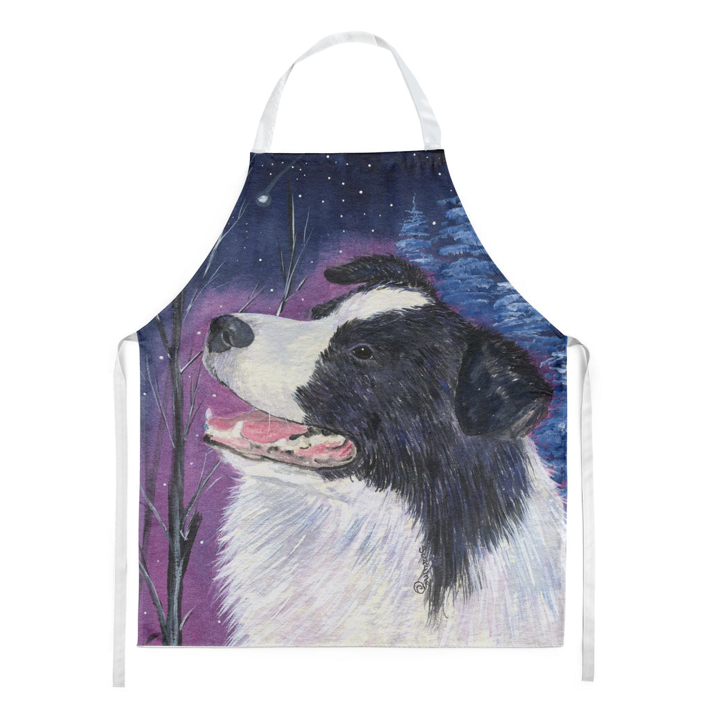 Starry Night Border Collie Apron Cooking Kitchen Server Baking Crafts Gardening for Adult Women Men, Unisex, Large, Multicolor