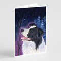 Starry Night Border Collie Greeting Cards Pack of 8 Blank Cards with Envelopes Whimsical A7 Size 5x7