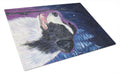 Starry Night Border Collie Cutting Board Tempered Glass Kitchen Cutting Surface, Heat Resistant Chopping, Non-Slip Feet, Food Prep & Serving