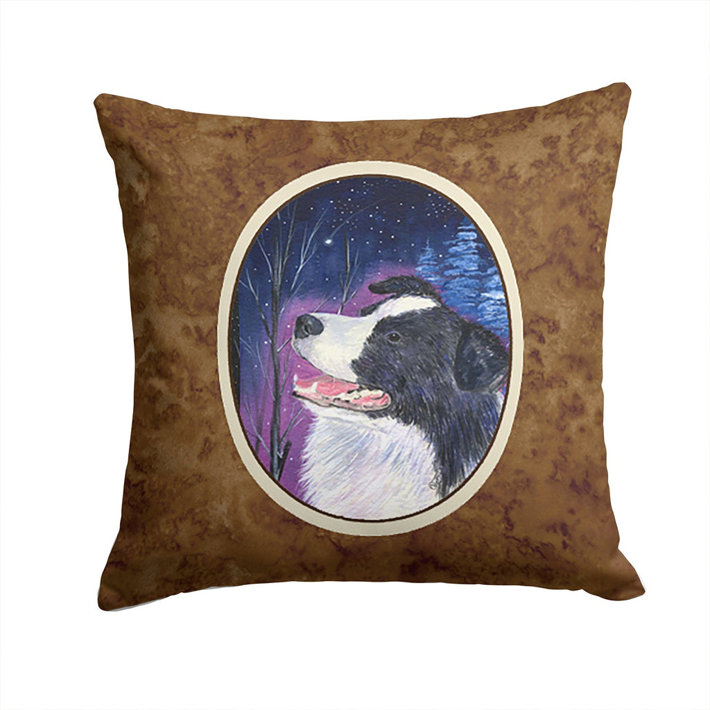 Starry Night Border Collie Decorative Throw Pillow 14x14 Indoor Outdoor Accent Cushion, Fabric Cover with Insert for Sofa, Bed, Porch & Living Room