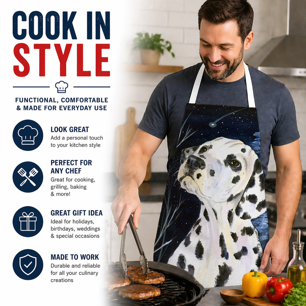 Starry Night Dalmatian Apron Cooking Kitchen Server Baking Crafts Gardening for Adult Women Men, Unisex, Large, Multicolor
