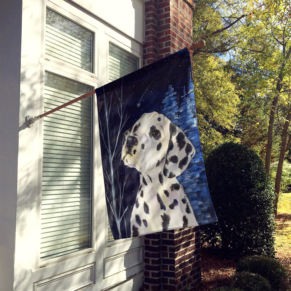 Starry Night Dalmatian House Flag 28x40 Porch Sleeve Pole Decorative Outside Yard Banner Artwork Wall Hanging, Polyester