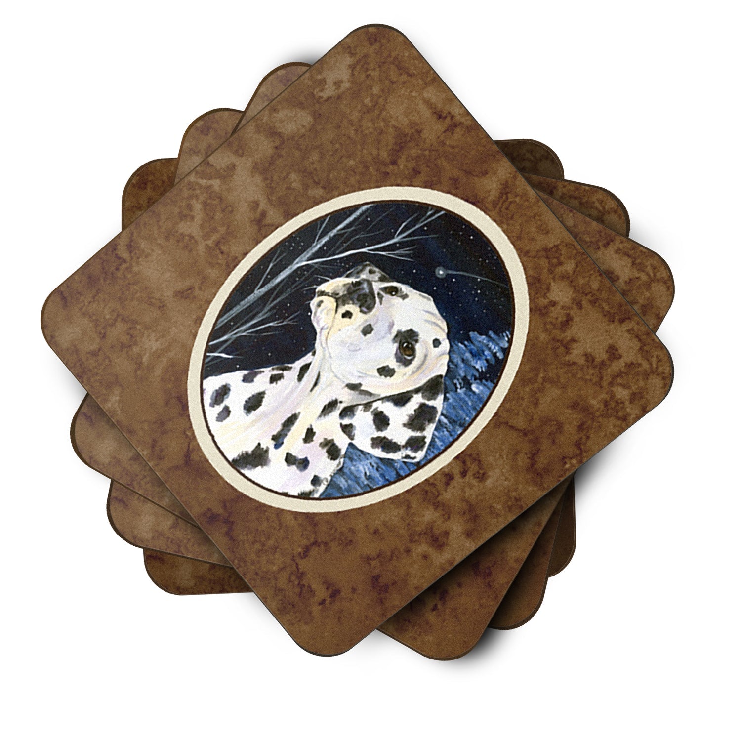 Starry Night Dalmatian Foam Coasters Set of 4 Cup Coasters for Indoor Outdoor, Tabletop Protection, Anti Slip, Mouse pad Material