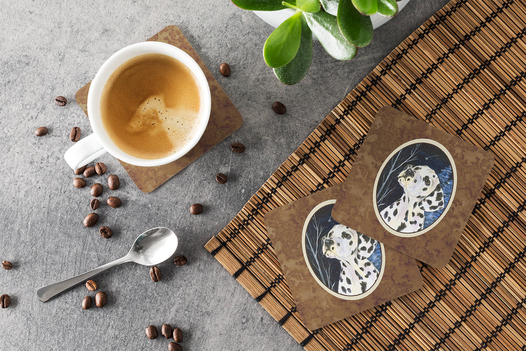 Starry Night Dalmatian Foam Coasters Set of 4 Cup Coasters for Indoor Outdoor, Tabletop Protection, Anti Slip, Mouse pad Material
