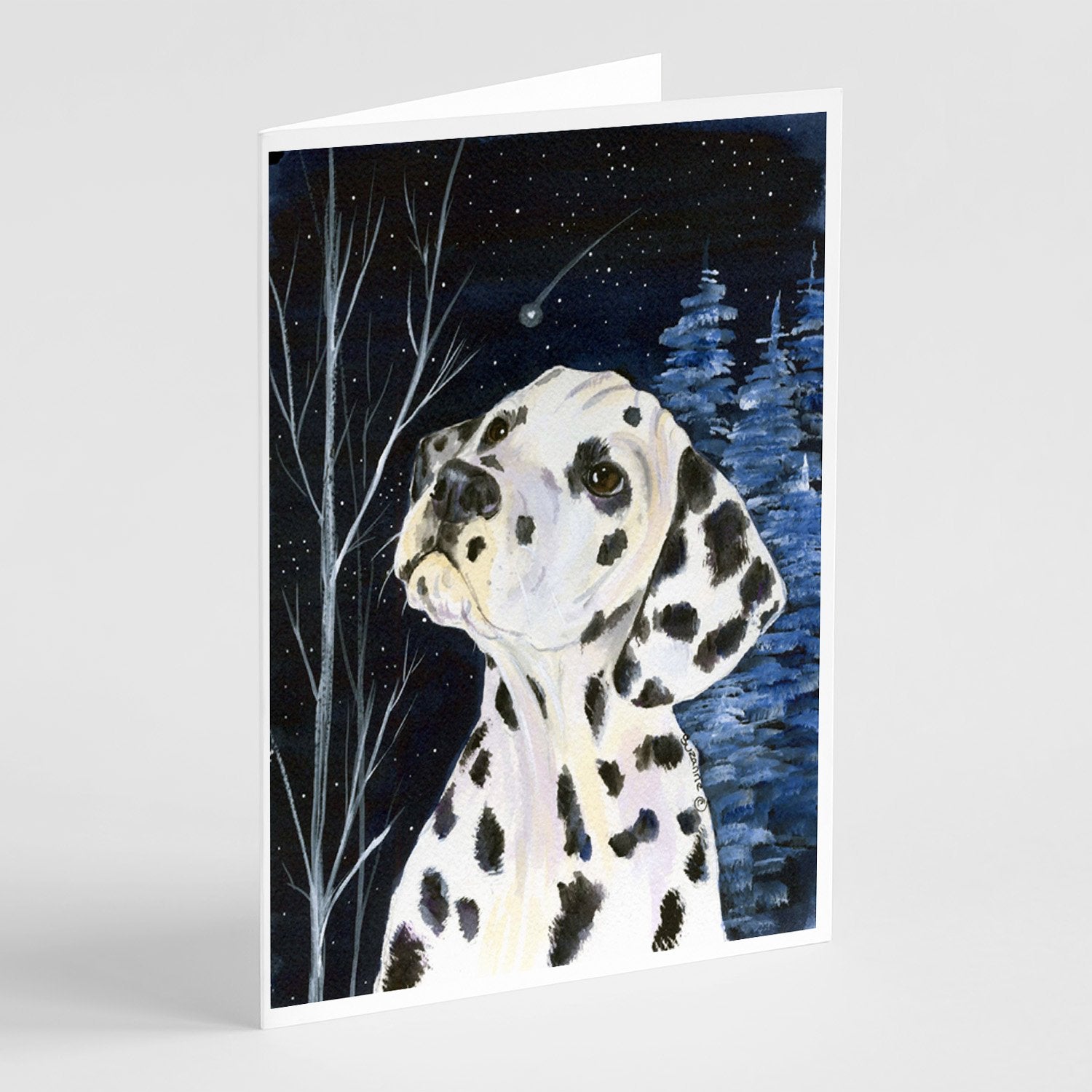 Starry Night Dalmatian Greeting Cards Pack of 8 Blank Cards with Envelopes Whimsical A7 Size 5x7