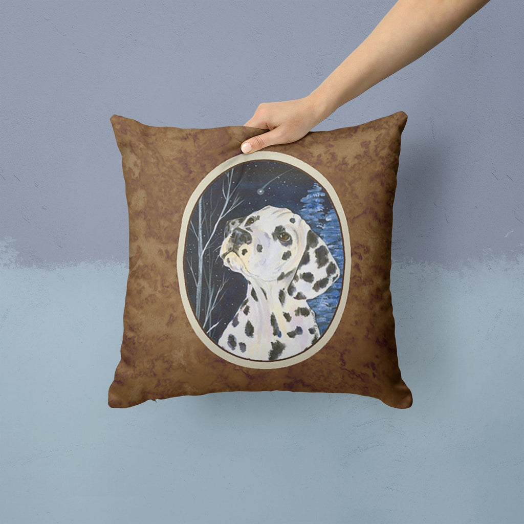 Starry Night Dalmatian Decorative Throw Pillow 14x14 Indoor Outdoor Accent Cushion, Fabric Cover with Insert for Sofa, Bed, Porch & Living Room