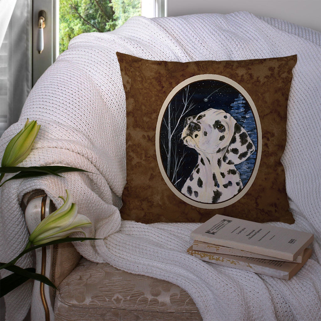 Starry Night Dalmatian Decorative Throw Pillow 14x14 Indoor Outdoor Accent Cushion, Fabric Cover with Insert for Sofa, Bed, Porch & Living Room