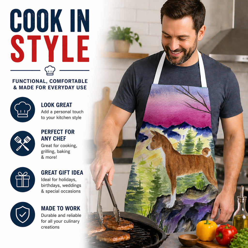 Basenji Apron Cooking Kitchen Server Baking Crafts Gardening for Adult Women Men, Unisex, Large, Multicolor