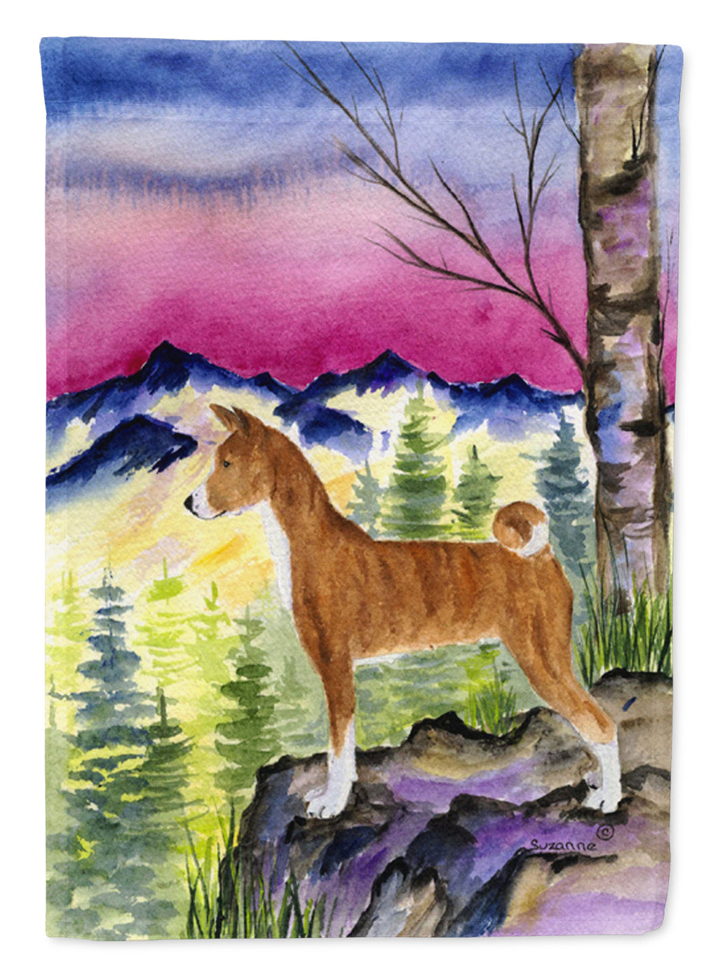 Basenji House Flag 28x40 Porch Sleeve Pole Decorative Outside Yard Banner Artwork Wall Hanging, Polyester