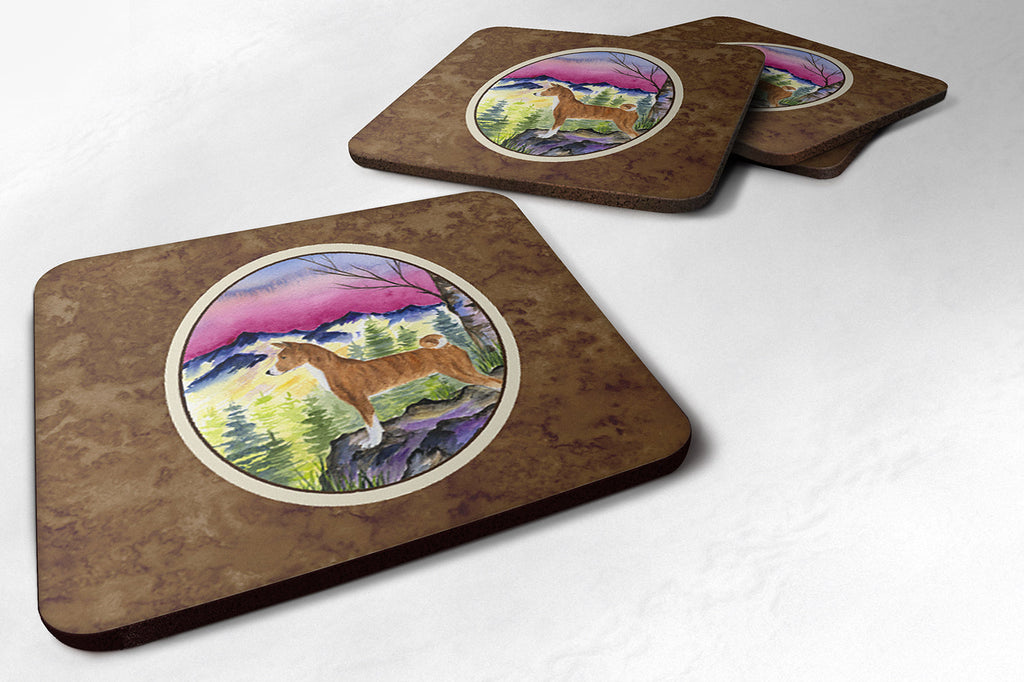 Basenji Foam Coasters Set of 4 Cup Coasters for Indoor Outdoor, Tabletop Protection, Anti Slip, Mouse pad Material