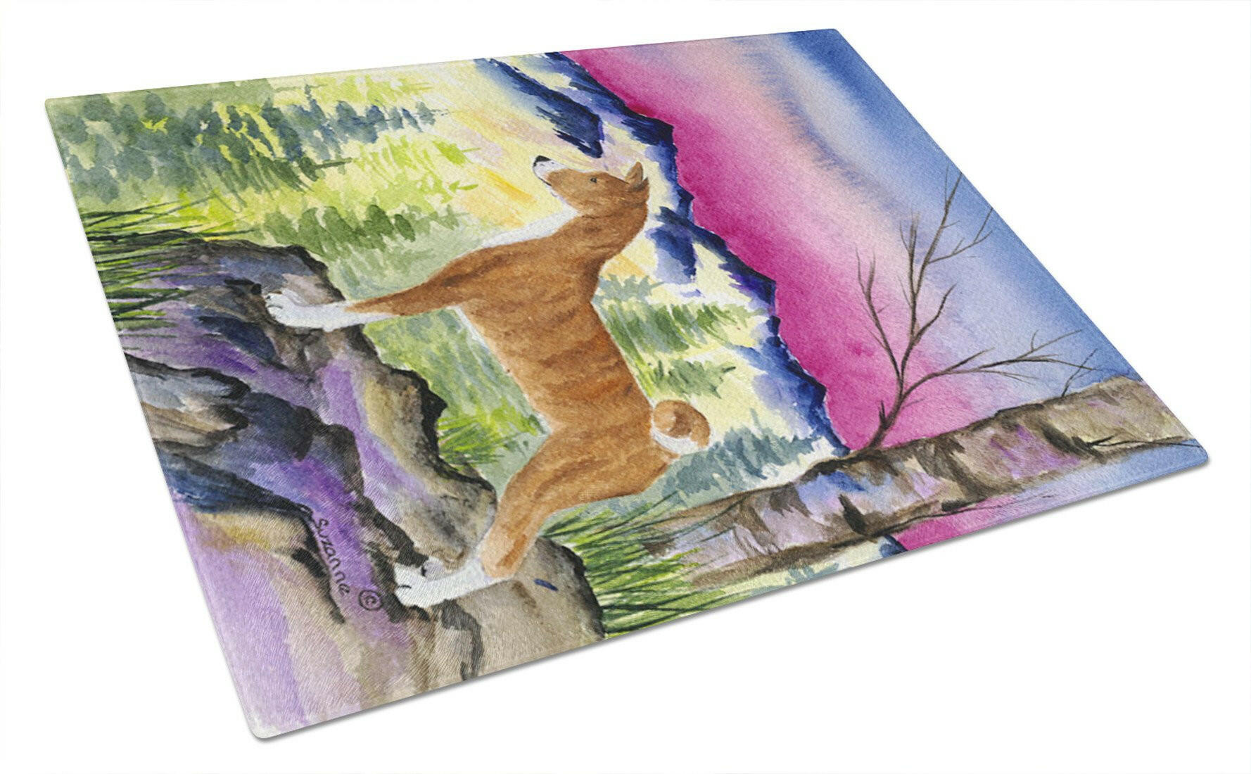 Basenji Cutting Board Tempered Glass Kitchen Cutting Surface, Heat Resistant Chopping, Non-Slip Feet, Food Prep & Serving
