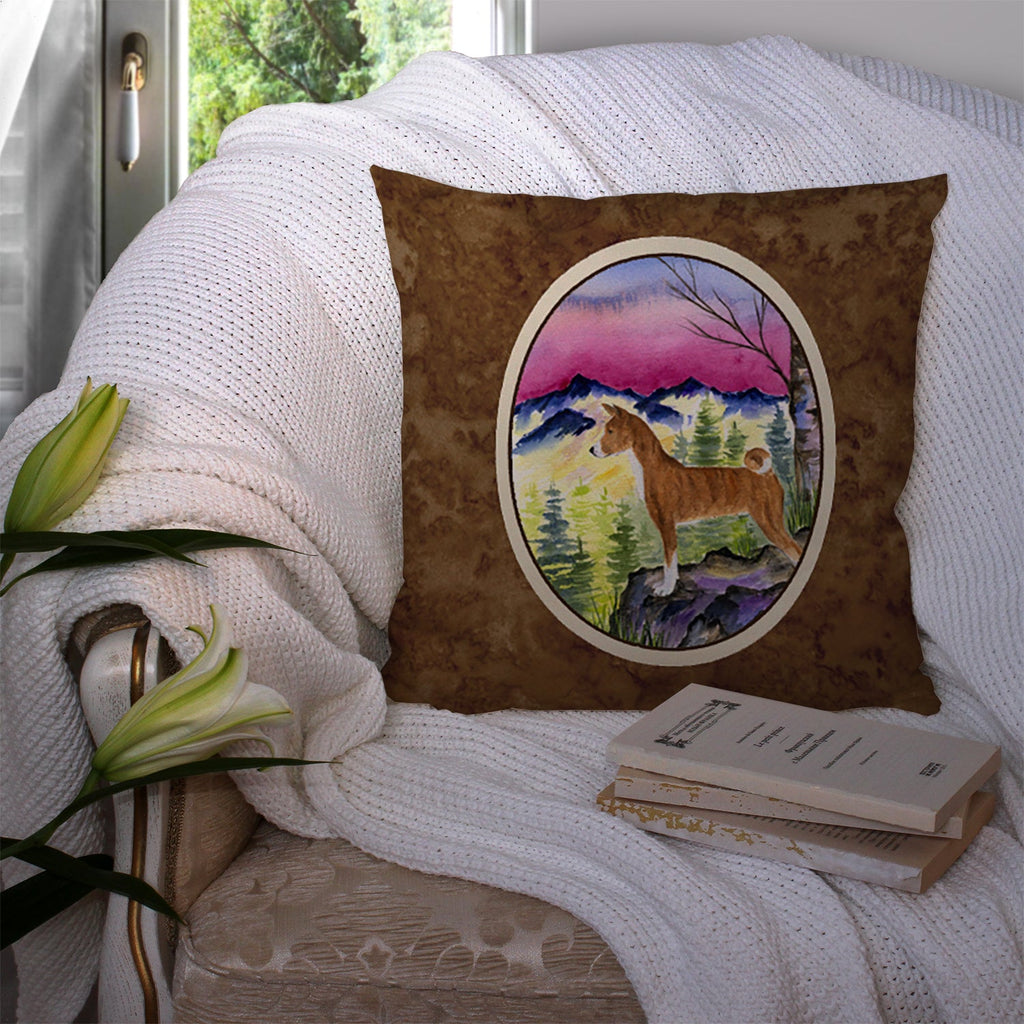 Basenji Decorative Throw Pillow 14x14 Indoor Outdoor Accent Cushion, Fabric Cover with Insert for Sofa, Bed, Porch & Living Room