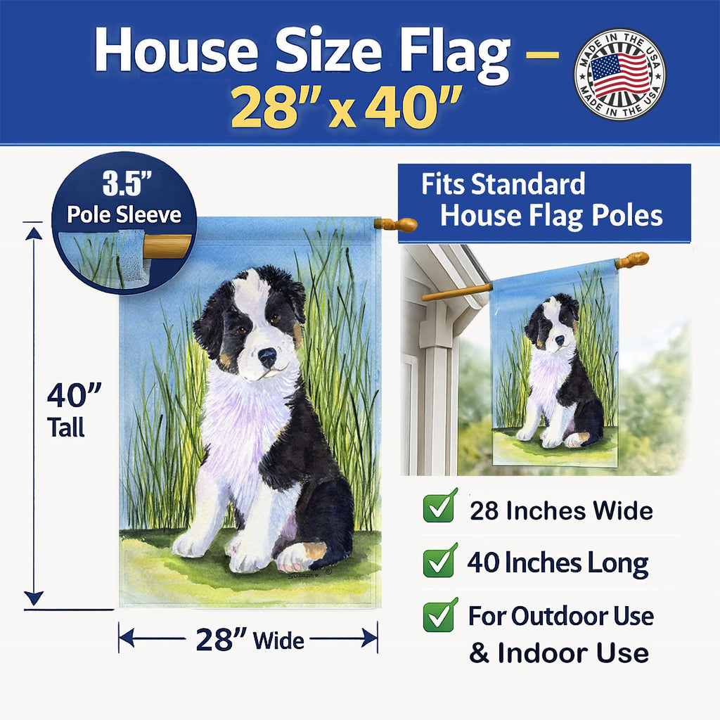 Australian Shepherd House Flag 28x40 Porch Sleeve Pole Decorative Outside Yard Banner Artwork Wall Hanging, Polyester