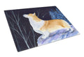 Starry Night Corgi Cutting Board Tempered Glass Kitchen Cutting Surface, Heat Resistant Chopping, Non-Slip Feet, Food Prep & Serving