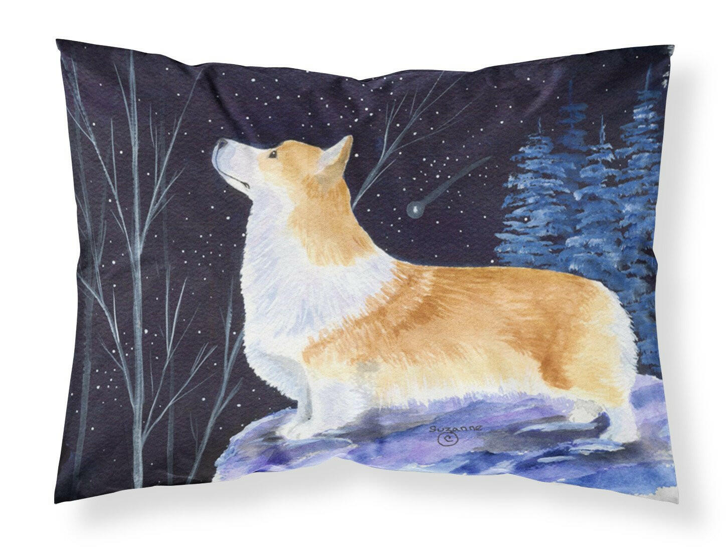 Starry Night Corgi Standard Pillowcase Lightweight Super Soft Easy Care Decorative Artwork Pillowcase, Standard