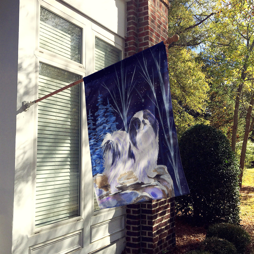 Starry Night Japanese Chin House Flag 28x40 Porch Sleeve Pole Decorative Outside Yard Banner Artwork Wall Hanging, Polyester