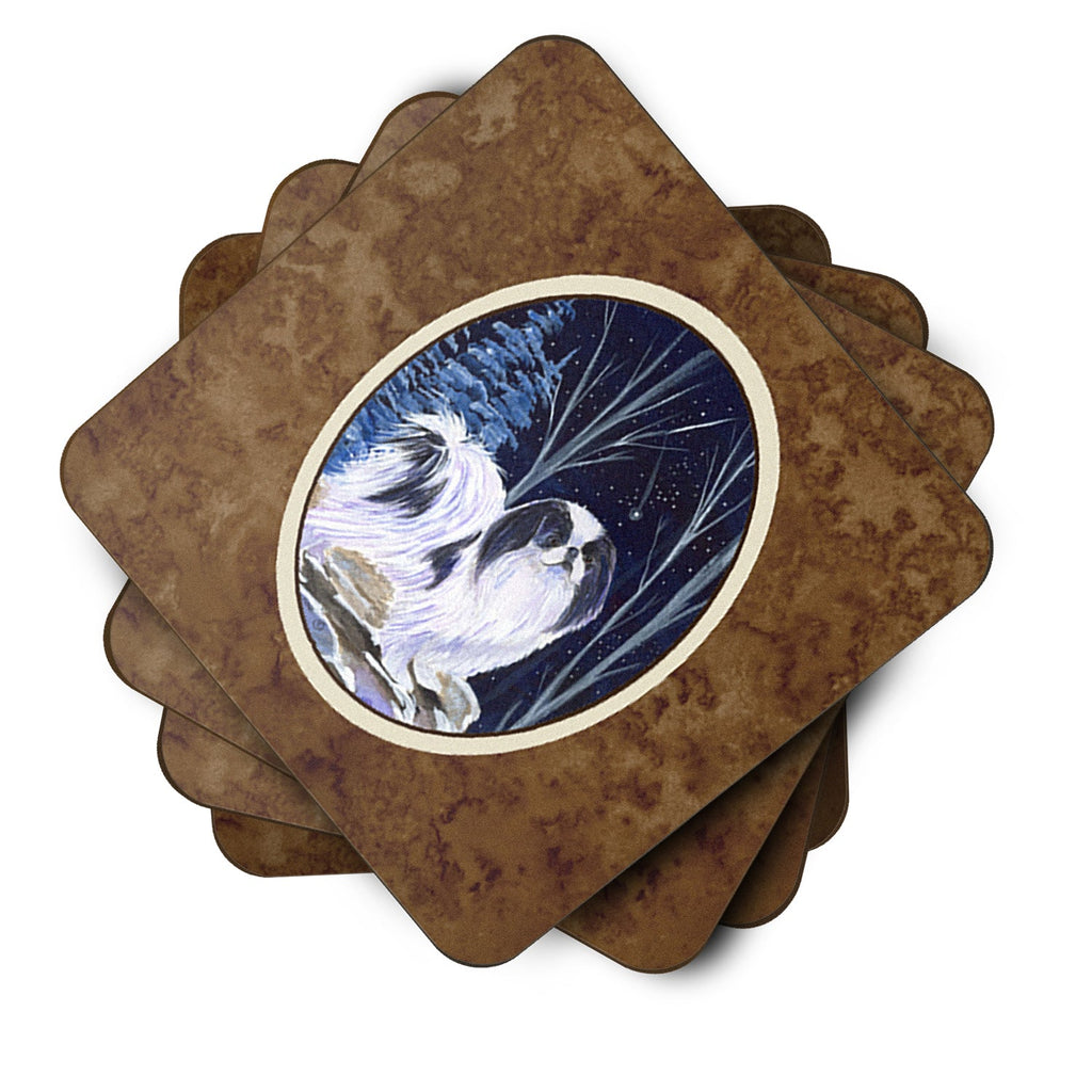 Starry Night Japanese Chin Foam Coasters Set of 4 Cup Coasters for Indoor Outdoor, Tabletop Protection, Anti Slip, Mouse pad Material