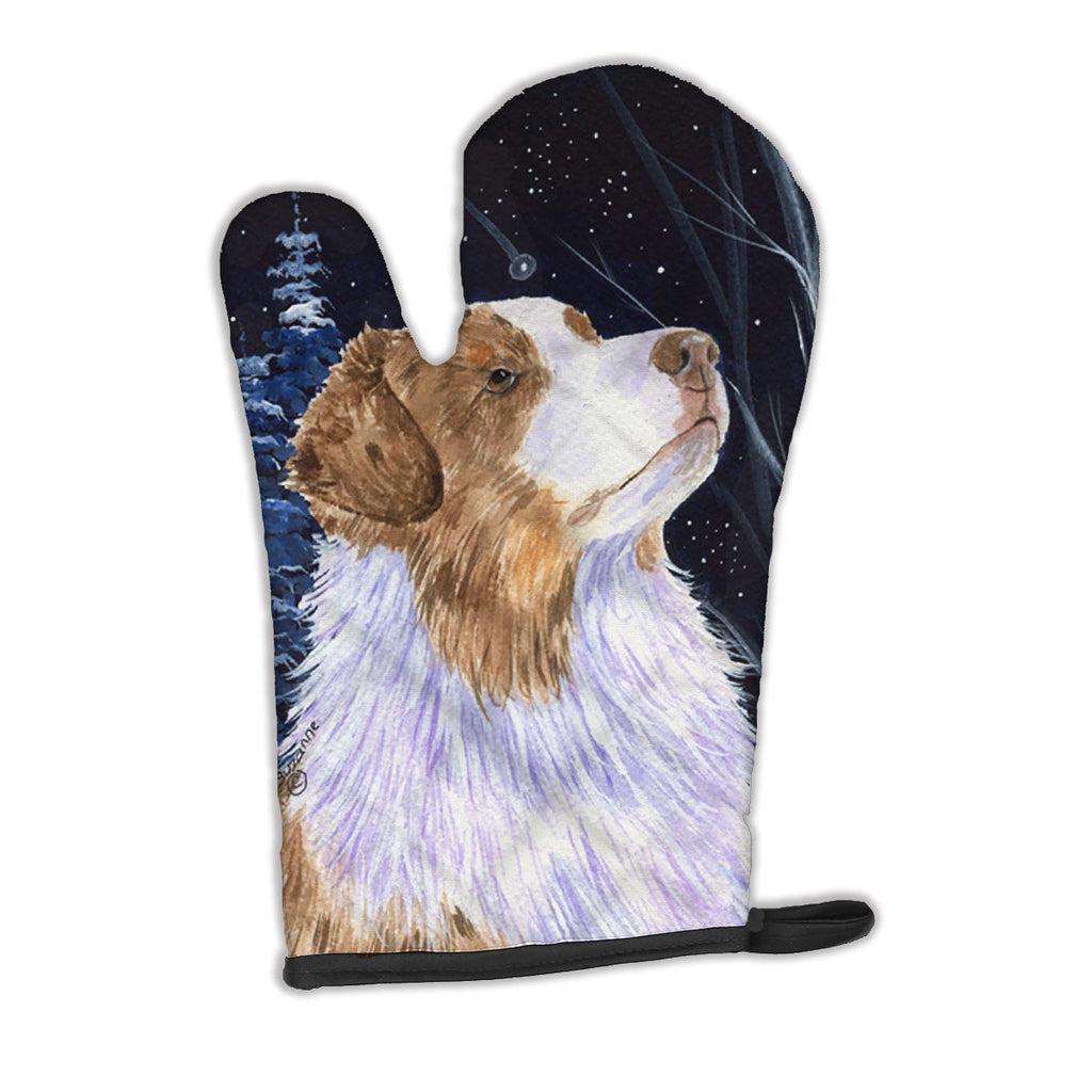 Starry Night Australian Shepherd Oven Mitt Heat Resistant Thick Oven Mitt for Hot Pans and Oven, Kitchen Mitt Protect Hands, Cooking Baking Glove