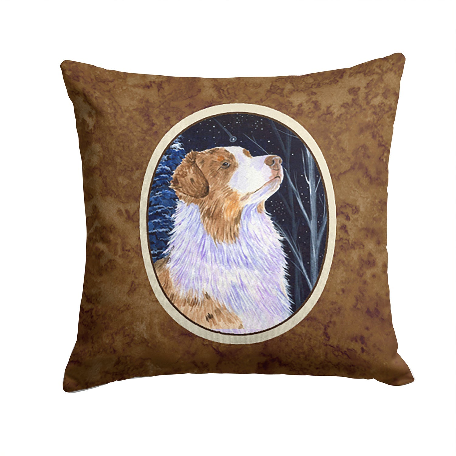 Starry Night Australian Shepherd Decorative Throw Pillow 14x14 Indoor Outdoor Accent Cushion, Fabric Cover with Insert for Sofa, Bed, Porch & Living Room
