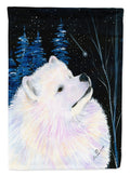Starry Night Samoyed House Flag 28x40 Porch Sleeve Pole Decorative Outside Yard Banner Artwork Wall Hanging, Polyester