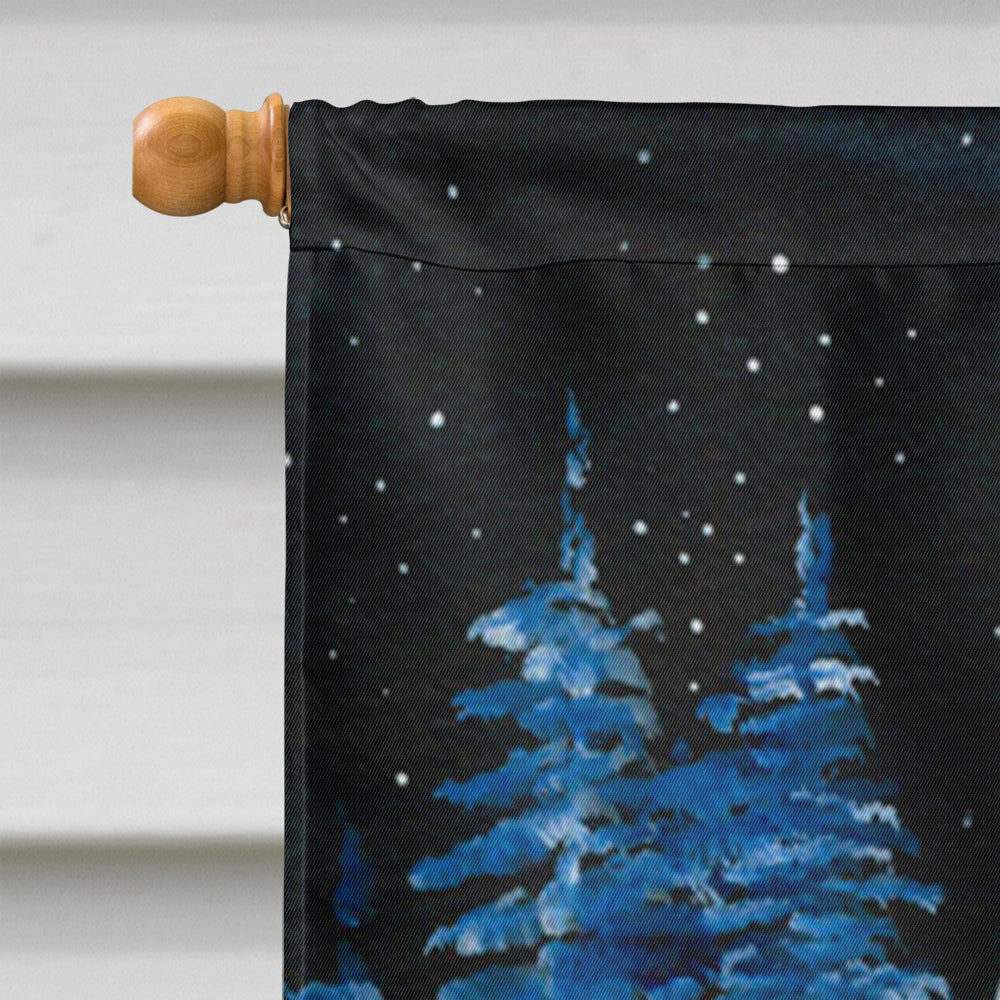 Starry Night Samoyed House Flag 28x40 Porch Sleeve Pole Decorative Outside Yard Banner Artwork Wall Hanging, Polyester