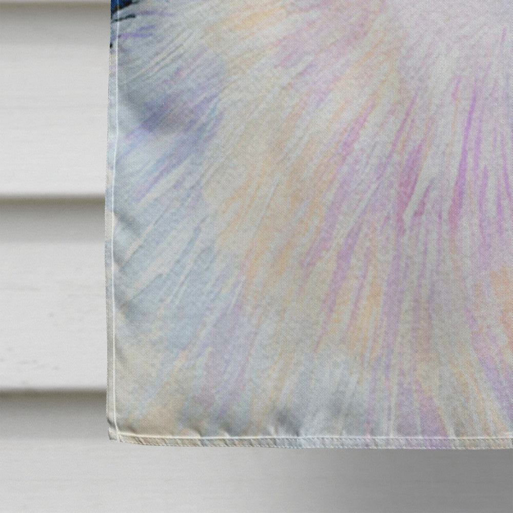 Starry Night Samoyed House Flag 28x40 Porch Sleeve Pole Decorative Outside Yard Banner Artwork Wall Hanging, Polyester