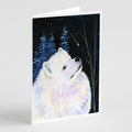 Starry Night Samoyed Greeting Cards Pack of 8 Blank Cards with Envelopes Whimsical A7 Size 5x7