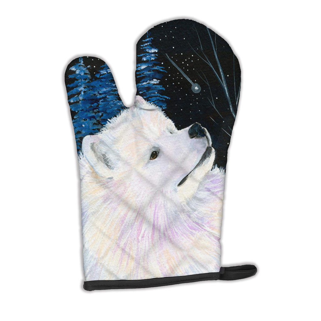 Starry Night Samoyed Oven Mitt Heat Resistant Thick Oven Mitt for Hot Pans and Oven, Kitchen Mitt Protect Hands, Cooking Baking Glove