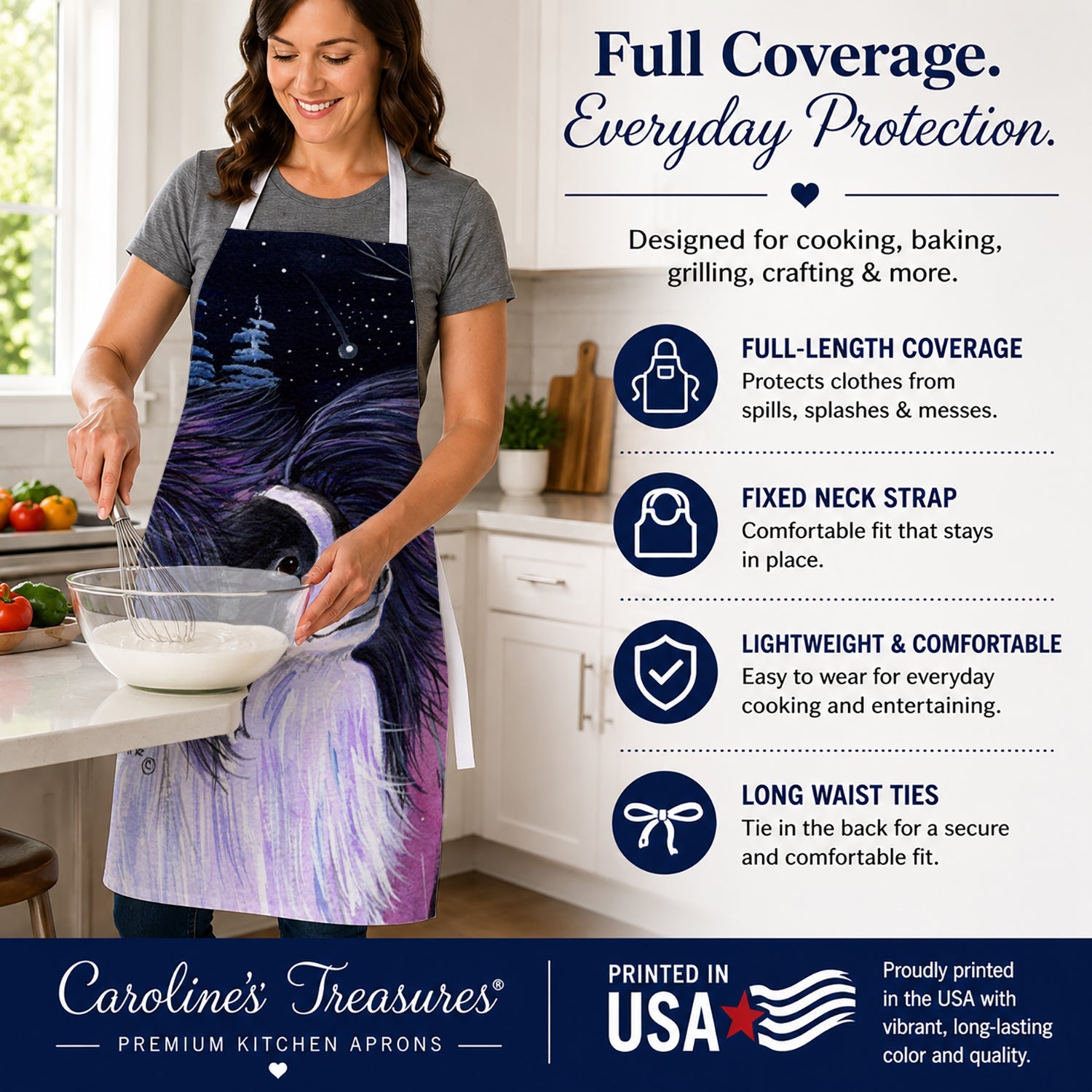 Starry Night Papillon Apron Cooking Kitchen Server Baking Crafts Gardening for Adult Women Men, Unisex, Large, Multicolor
