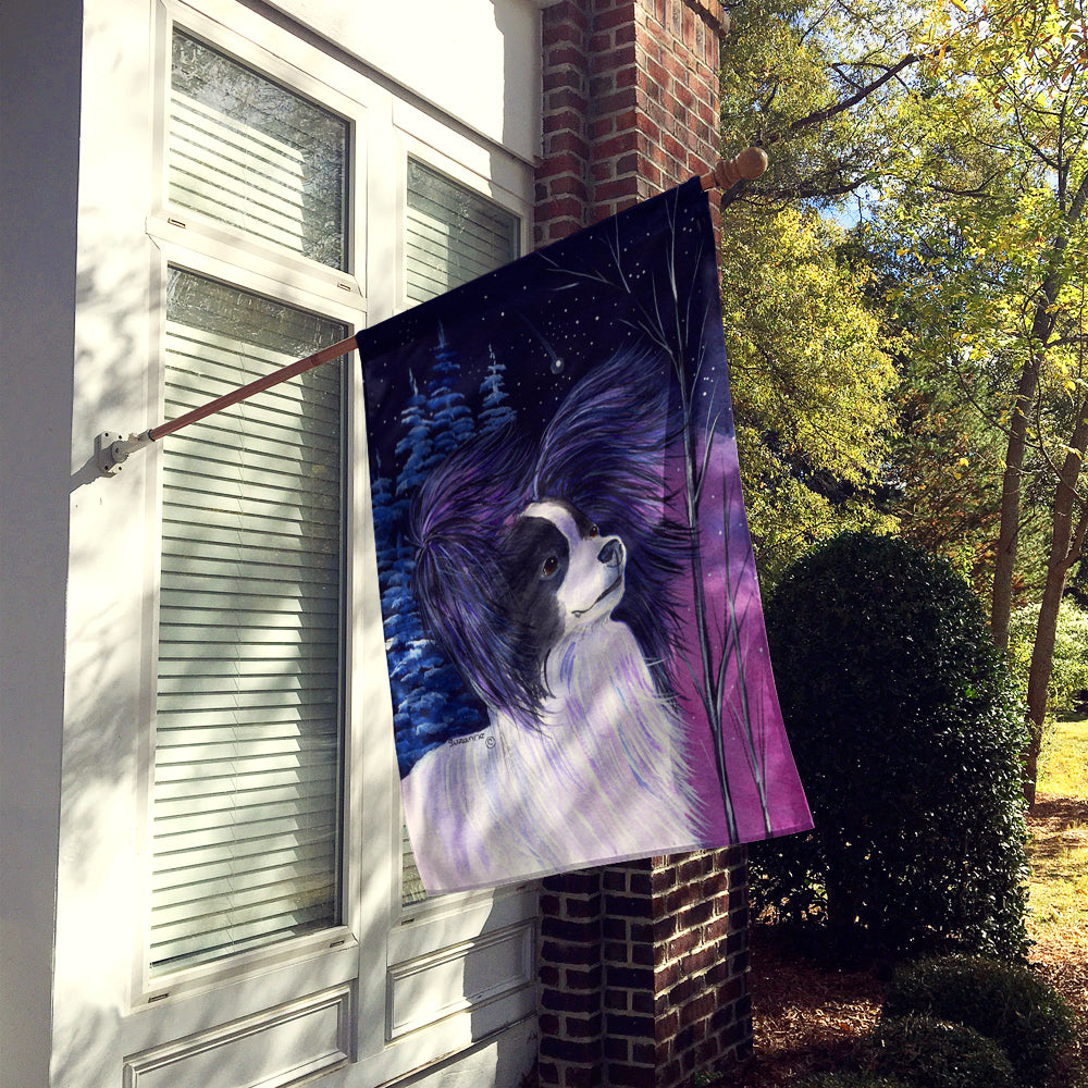 Starry Night Papillon House Flag 28x40 Porch Sleeve Pole Decorative Outside Yard Banner Artwork Wall Hanging, Polyester