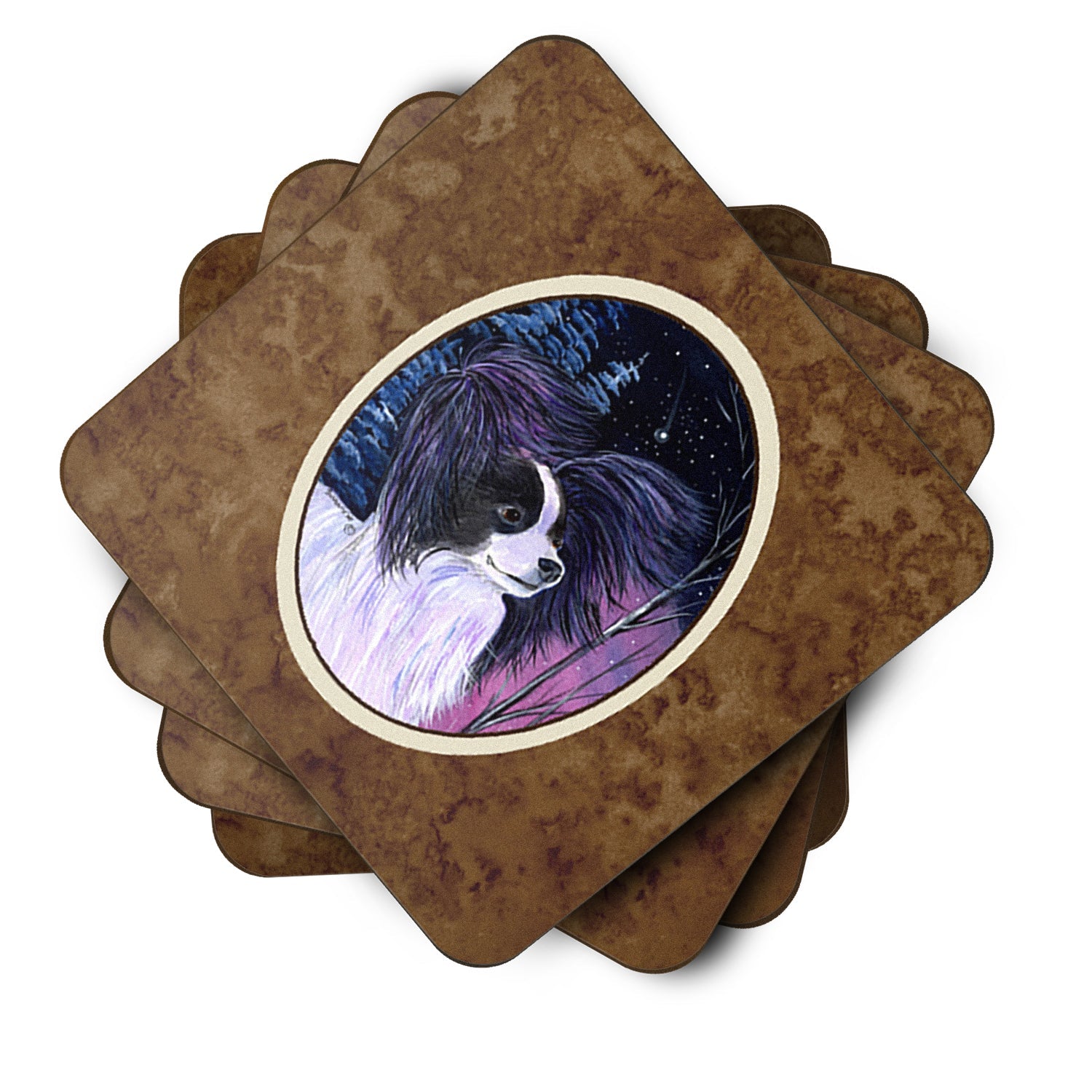 Starry Night Papillon Foam Coasters Set of 4 Cup Coasters for Indoor Outdoor, Tabletop Protection, Anti Slip, Mouse pad Material