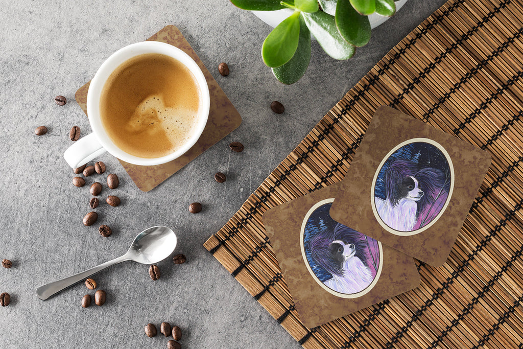 Starry Night Papillon Foam Coasters Set of 4 Cup Coasters for Indoor Outdoor, Tabletop Protection, Anti Slip, Mouse pad Material