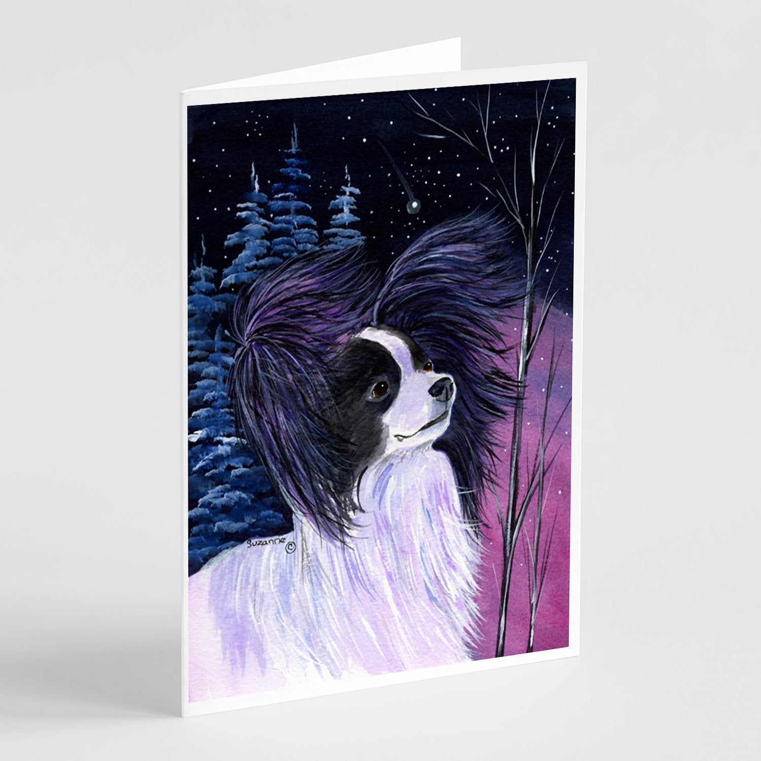 Starry Night Papillon Greeting Cards Pack of 8 Blank Cards with Envelopes Whimsical A7 Size 5x7