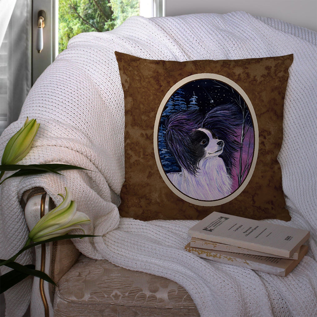 Starry Night Papillon Decorative Throw Pillow 14x14 Indoor Outdoor Accent Cushion, Fabric Cover with Insert for Sofa, Bed, Porch & Living Room