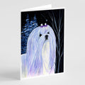 Starry Night Maltese Greeting Cards Pack of 8 Blank Cards with Envelopes Whimsical A7 Size 5x7