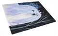 Starry Night Maltese Cutting Board Tempered Glass Kitchen Cutting Surface, Heat Resistant Chopping, Non-Slip Feet, Food Prep & Serving