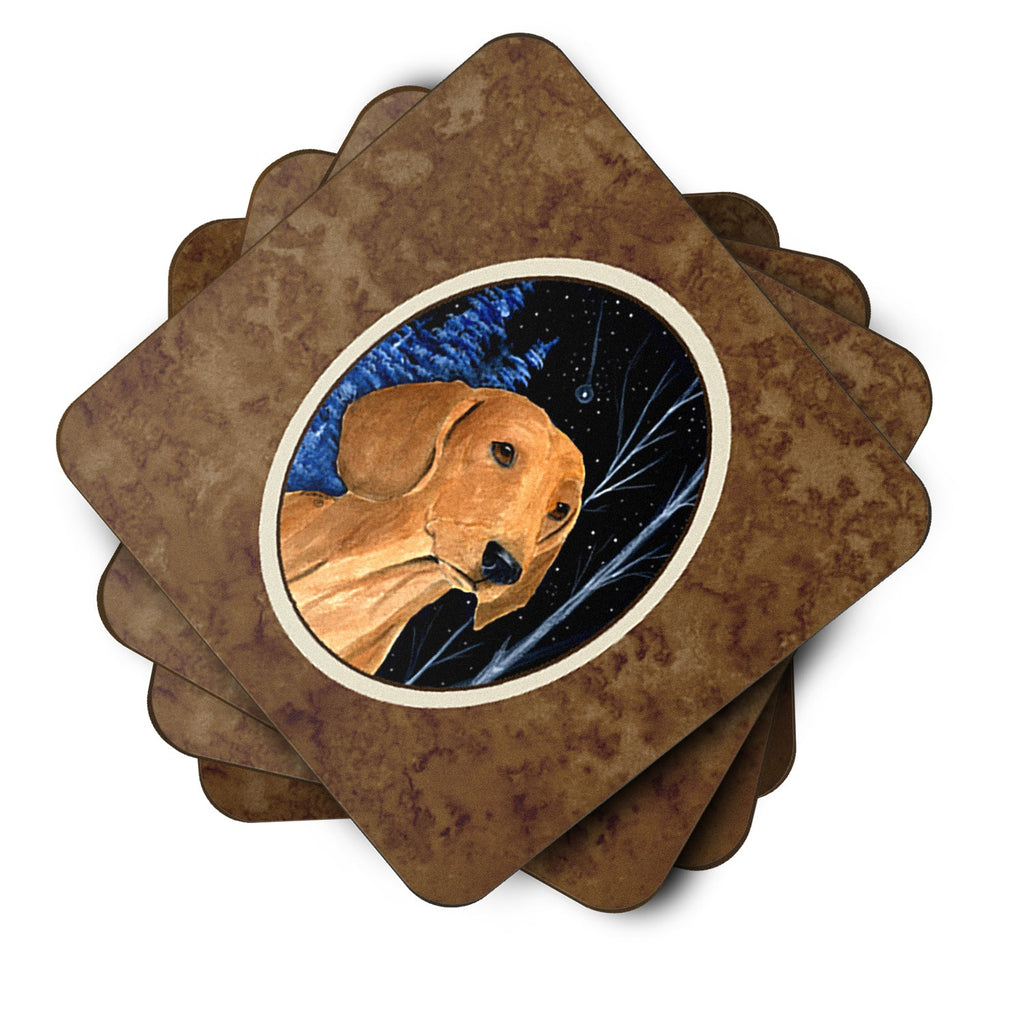 Starry Night Dachshund Foam Coasters Set of 4 Cup Coasters for Indoor Outdoor, Tabletop Protection, Anti Slip, Mouse pad Material
